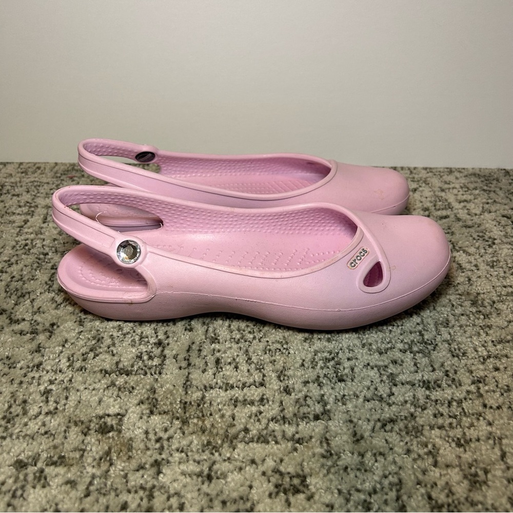 Crocs Olivia Pink Rhinestone Round Toe Ballet Flats Size 8